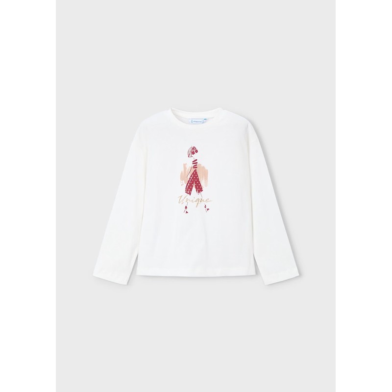 Mayoral Kız Çocuk Uzun Kollu T-shirt 4010 (25K4010) Krem Mayoral Kız Çocuk Uzun Kollu T-shirt 4010 (25K4010) Krem