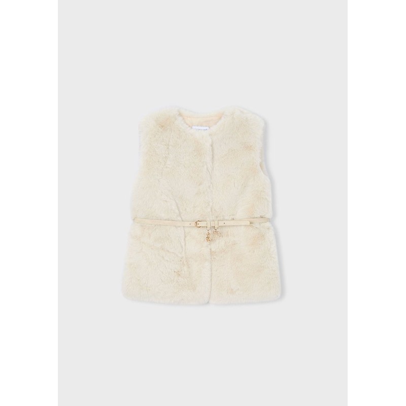 Mayoral Kız Çocuk Kemerli Kürk Yelek 4315 (25K4315) Bej