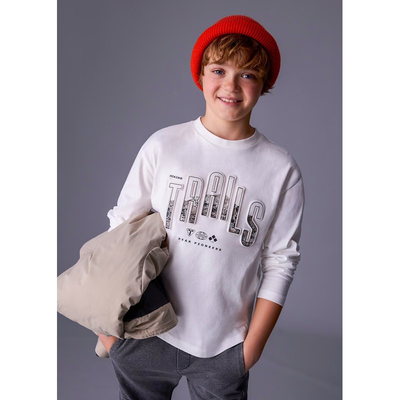 Mayoral Erkek Çocuk Uzun Kollu T-shirt 7007 (25K7007) Krem
