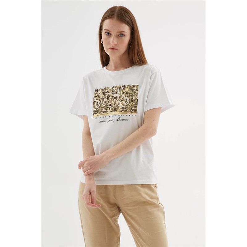 Fashion Friends Baskılı Taşlı Kadın Bluz 25Y0062K1 (25Y0062K1) Fashion Friends Baskılı Taşlı Kadın Bluz 25Y0062K1 (25Y0062K1)