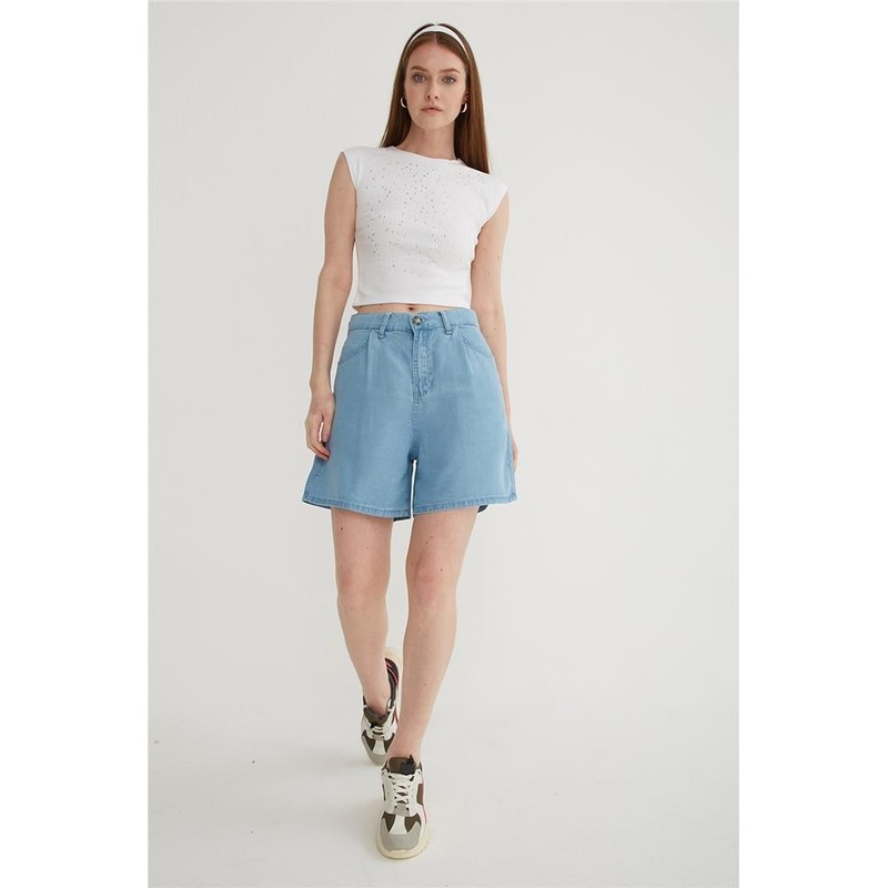 Fashion Friends Kadın Denim Şort 25Y0383K1 (25Y0383K1) Mavi