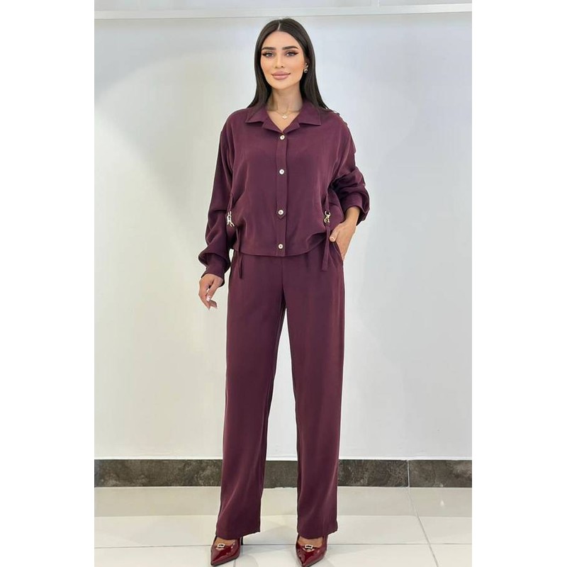 Fever Beli Lastikli Likralı Kadın Pantolon 352112009 (352112009) Mürdüm