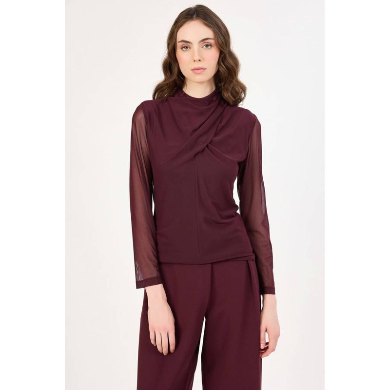 Fever Yaka Detaylı Tül Kadın Bluz 352114045 (352114045) Mürdüm