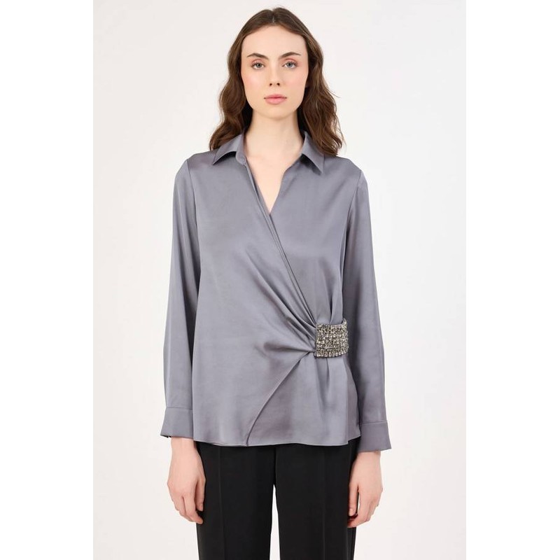 Fever Taş Detaylı Kadın Bluz 352114058 (352114058) Gri