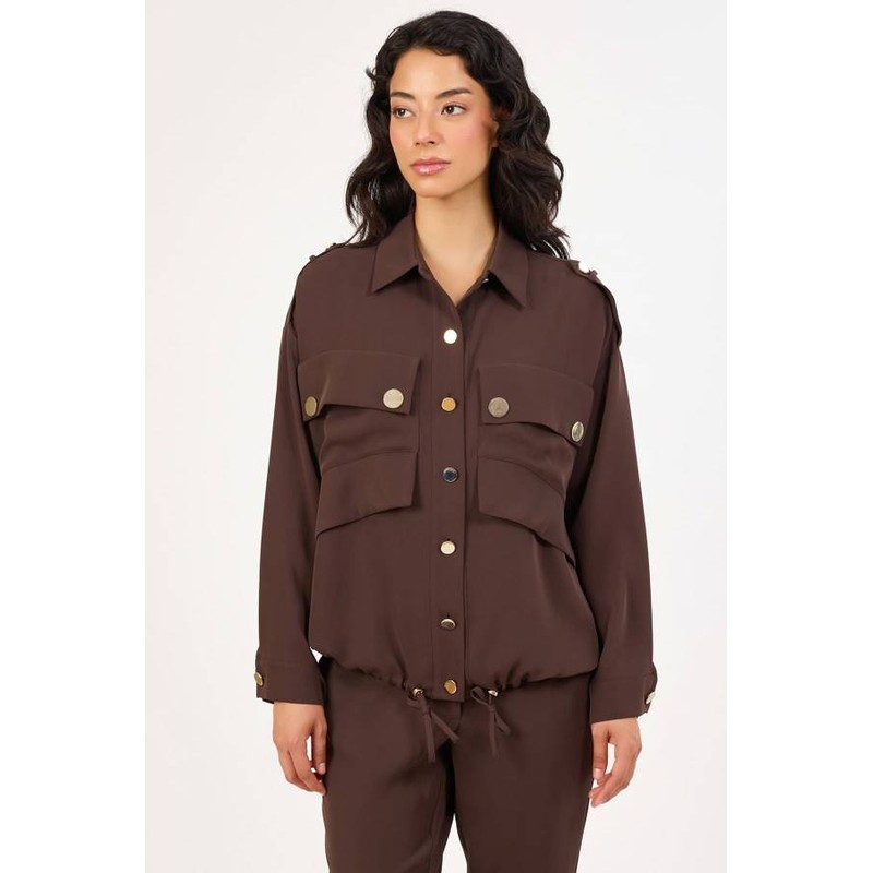 Fever Metal Çıt Çıtlı Kadın Gömlek Ceket 352117009 (352117009) Kahve