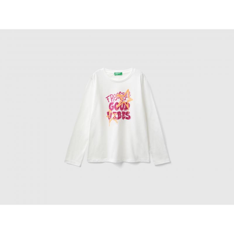 Benetton Kız Çocuk Uzun Kollu T-shirt 3I1XC10KB-24K (3I1XC10KB-24K) Beyaz