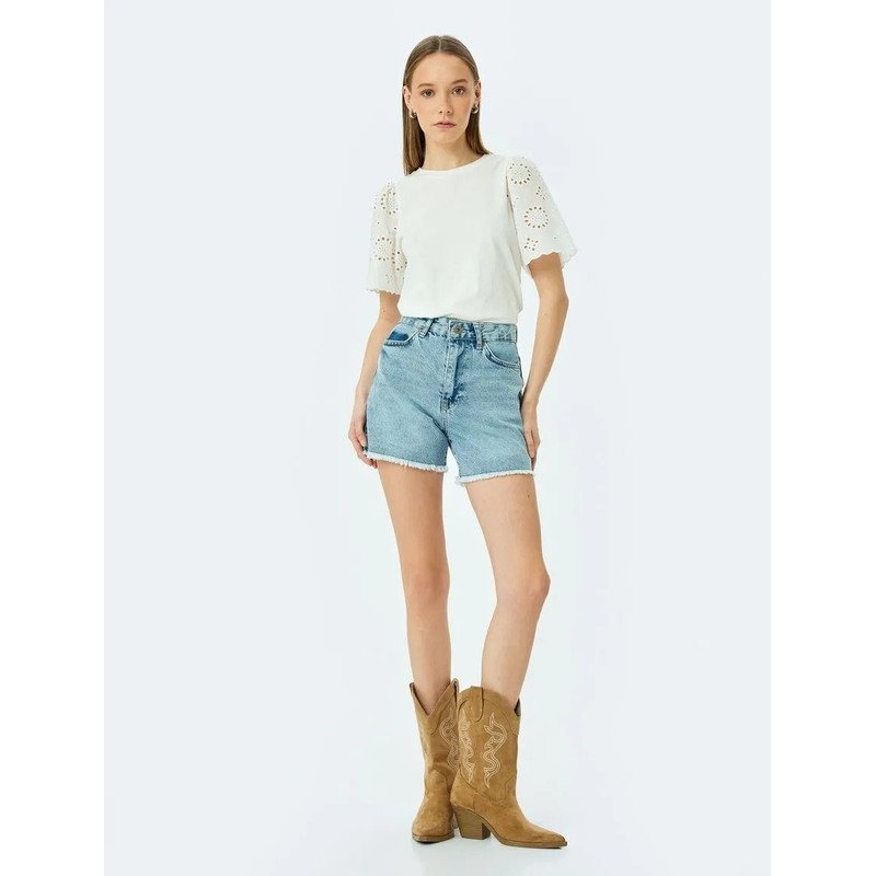 Koton Fisto Detaylı Bisiklet Yaka Kadın T-shirt 5SAL10015IK (5SAL10015IK) Koton Fisto Detaylı Bisiklet Yaka Kadın T-shirt 5SAL10015IK (5SAL10015IK)