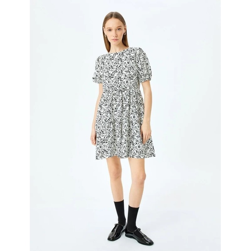 Koton Volanlı Balon Kollu Kadın Mini Elbise 5SAL80008IK (5SAL80008IK) Koton Volanlı Balon Kollu Kadın Mini Elbise 5SAL80008IK (5SAL80008IK)