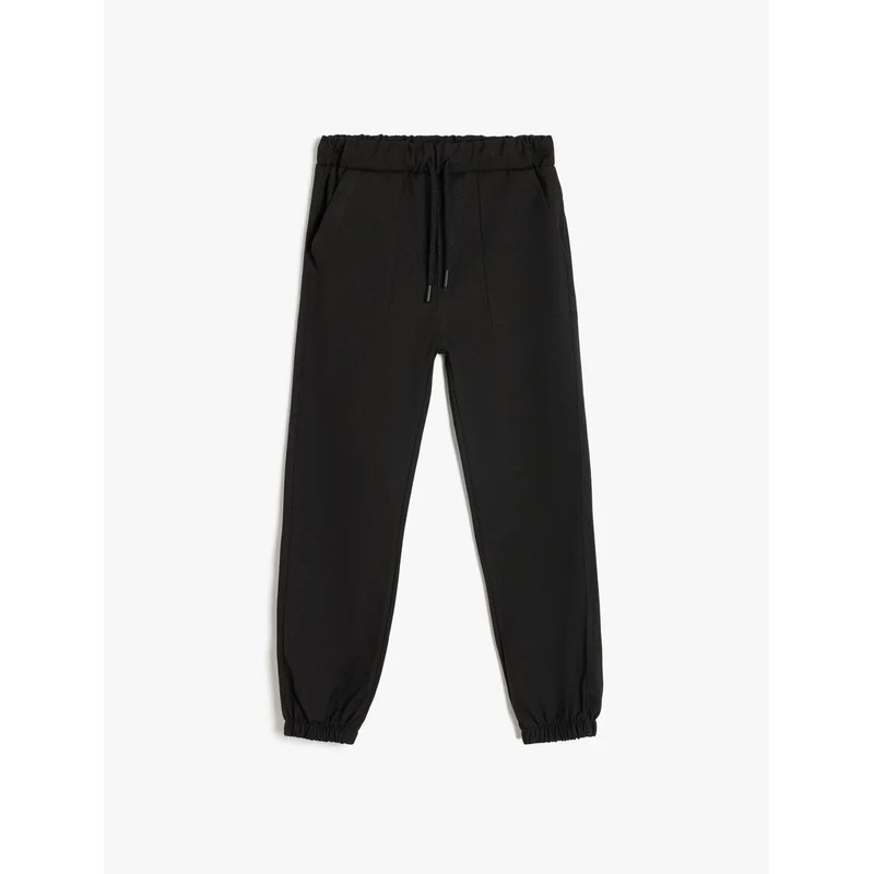 Koton Cepli Düğme Detaylı Basic Erkek Çocuk Jogger Pantolon 5SKB40058TW (5SKB40058TW) Siyah