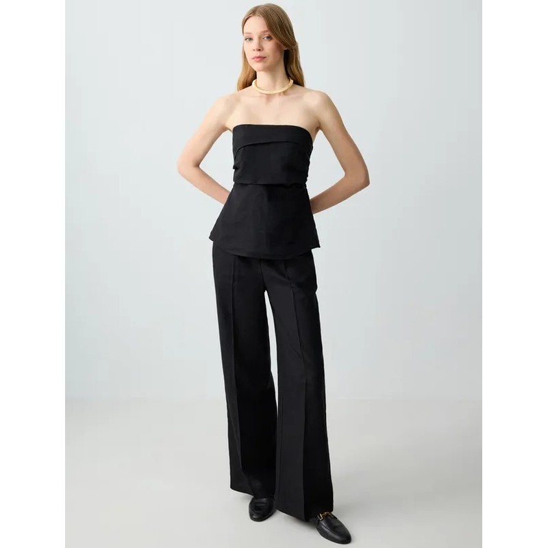 Jimmy Key Dar Kesim Keten Kadın Straplez Bluz 5SW033250 (5SW033250) Jimmy Key Dar Kesim Keten Kadın Straplez Bluz 5SW033250 (5SW033250)