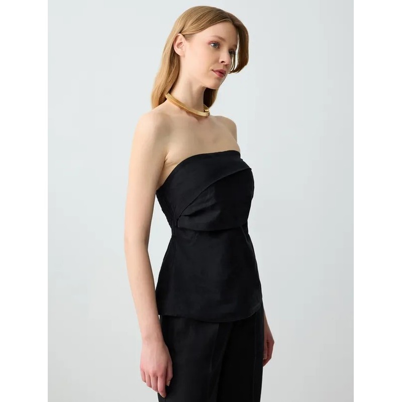 Jimmy Key Dar Kesim Keten Kadın Straplez Bluz 5SW033250 (5SW033250) Jimmy Key Dar Kesim Keten Kadın Straplez Bluz 5SW033250 (5SW033250)