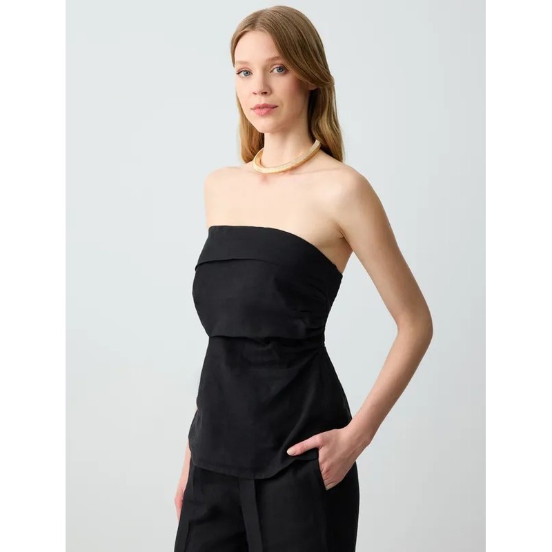 Jimmy Key Dar Kesim Keten Kadın Straplez Bluz 5SW033250 (5SW033250) Jimmy Key Dar Kesim Keten Kadın Straplez Bluz 5SW033250 (5SW033250)