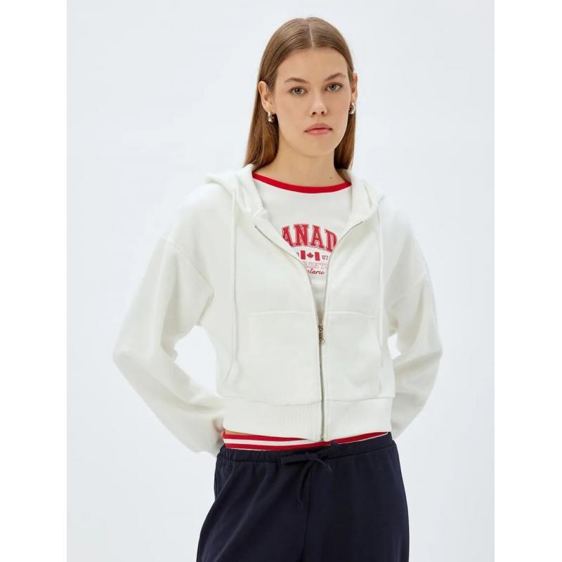 Koton Cepli Uzun Kollu Kadın Crop Fermuarlı Sweatshirt 5WAK10056EK (5WAK10056EK) Koton Cepli Uzun Kollu Kadın Crop Fermuarlı Sweatshirt 5WAK10056EK (5WAK10056EK)