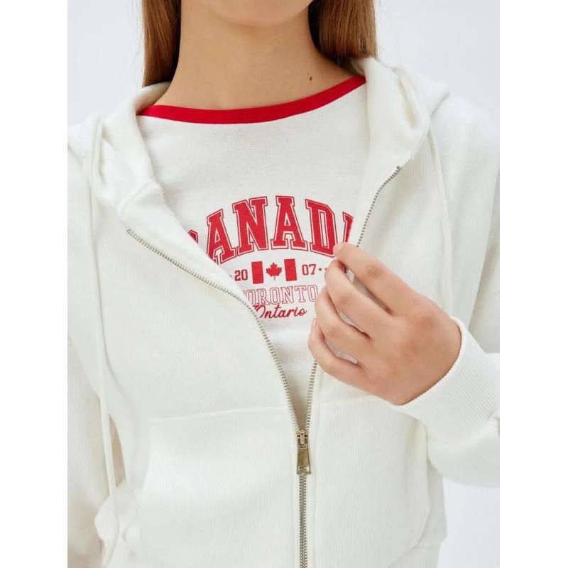 Koton Cepli Uzun Kollu Kadın Crop Fermuarlı Sweatshirt 5WAK10056EK (5WAK10056EK) Koton Cepli Uzun Kollu Kadın Crop Fermuarlı Sweatshirt 5WAK10056EK (5WAK10056EK)