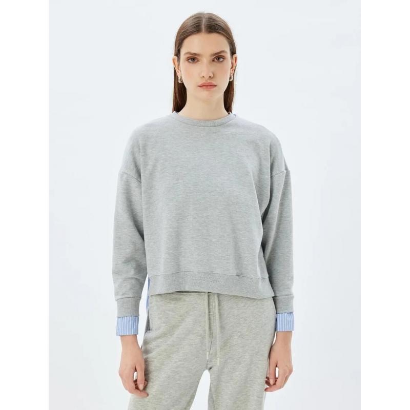 Koton İki Farklı Kumaş Kullanımlı Bisiklet Yaka Kadın Oversize Sweatshirt 5WAK10186EK (5WAK10186EK) Koton İki Farklı Kumaş Kullanımlı Bisiklet Yaka Kadın Oversize Sweatshirt 5WAK10186EK (5WAK10186EK)