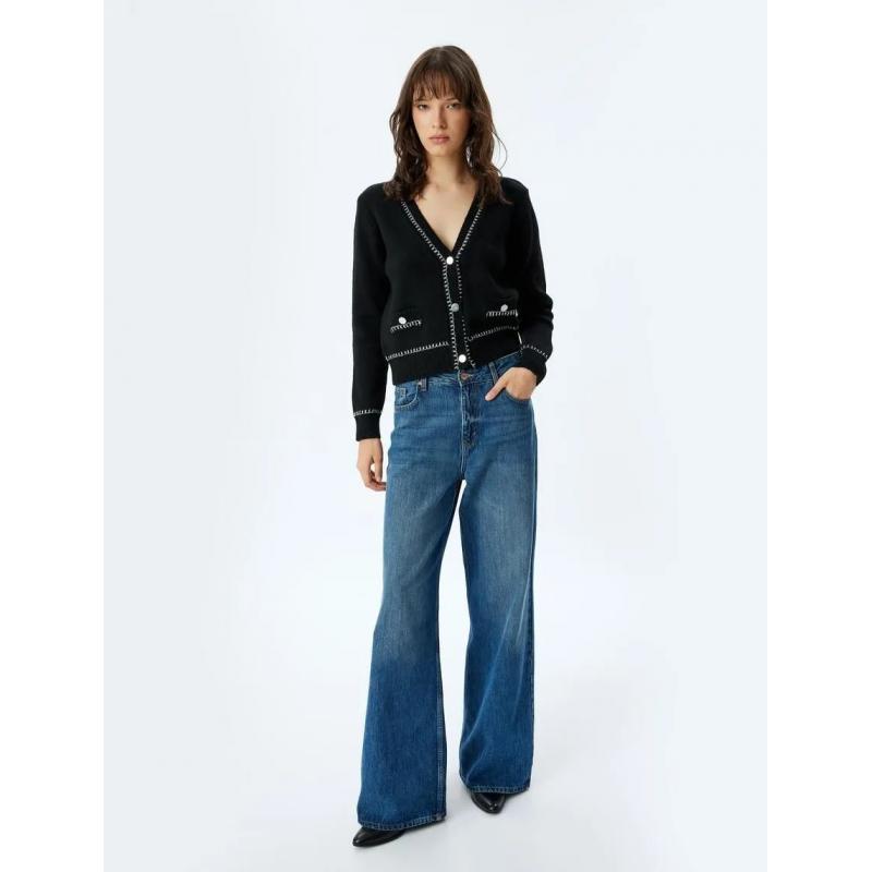 Koton V Yaka Düğmeli Cepli Renk Kontrast Detaylı Kadın Triko Hırka 5WAK90224HT (5WAK90224HT) Koton V Yaka Düğmeli Cepli Renk Kontrast Detaylı Kadın Triko Hırka 5WAK90224HT (5WAK90224HT)