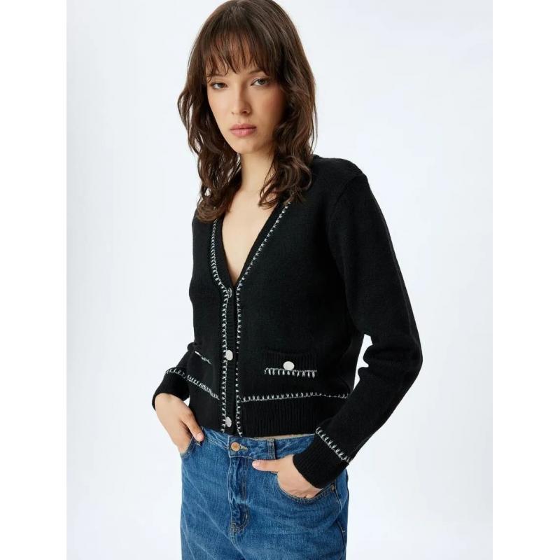 Koton V Yaka Düğmeli Cepli Renk Kontrast Detaylı Kadın Triko Hırka 5WAK90224HT (5WAK90224HT) Koton V Yaka Düğmeli Cepli Renk Kontrast Detaylı Kadın Triko Hırka 5WAK90224HT (5WAK90224HT)