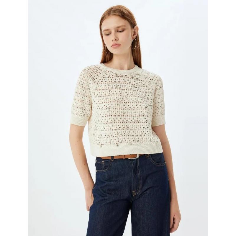 Koton Ajurlu Kadın Crop Kazak (5WAK90345HT) Koton Ajurlu Kadın Crop Kazak (5WAK90345HT)