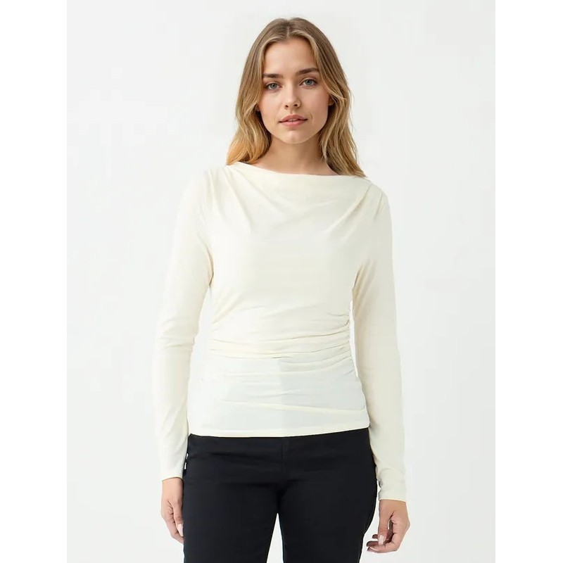 Jimmy Key Dar Kesim Uzun Kollu Degaje Yaka Kadın Bluz (5WW035632) Ekru