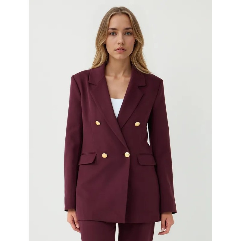 Jimmy Key Metal Düğme Detaylı Kadın Gabardin Ceket (5WW055116) Bordo