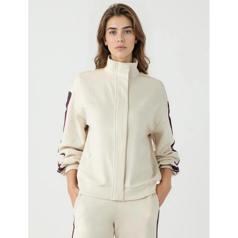 Jimmy Key Düz Kesim Cep Detaylı Fermuarlı Kadın Modal Ceket (5WW055602) Taş