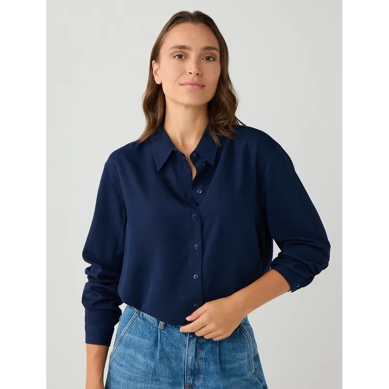 Jimmy Key Düz Kesim Kadın Gömlek (5WW084666) Lacivert