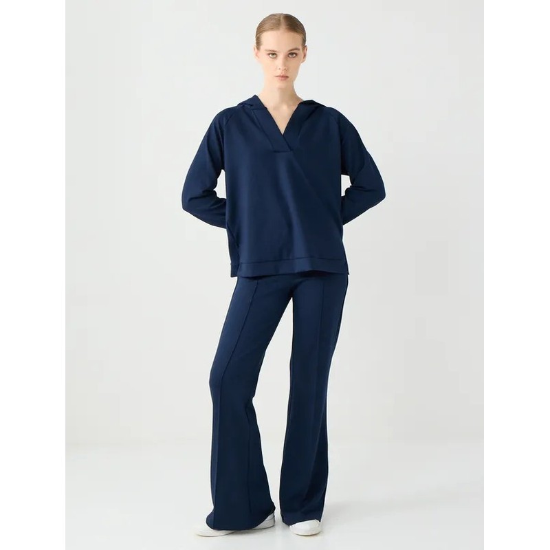 Jimmy Key Yüksek Bel Bol Paça Modal Kadın Jogger Pantolon (5WW114328) Lacivert