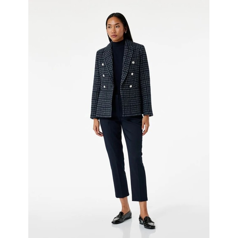 Koton Kruvaze Yaka Cepli Ekose Tüvit Kısa Kadın Blazer Ceket 6WAK50012UW (6WAK50012UW) Koton Kruvaze Yaka Cepli Ekose Tüvit Kısa Kadın Blazer Ceket 6WAK50012UW (6WAK50012UW)