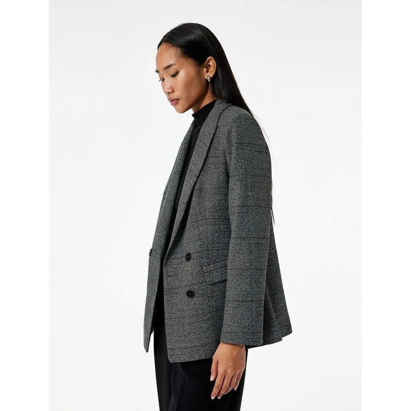 Koton Cepli Kruvaze Ekose Kadın Blazer Ceket 6WAK50013UW (6WAK50013UW) Siyah