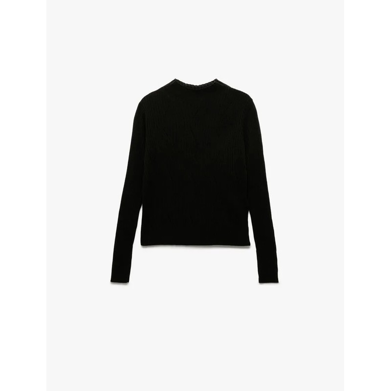 Koton Regular Fit Hafif Dik Yaka Kadın Triko Kazak 6WAK90031HT (6WAK90031HT) Siyah