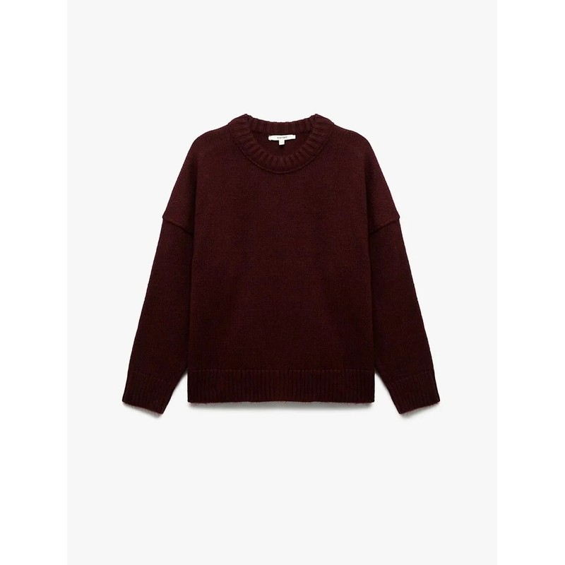 Koton Bisiklet Yaka Triko Kadın Oversize Kazak 6WAK90177HT (6WAK90177HT) Bordo