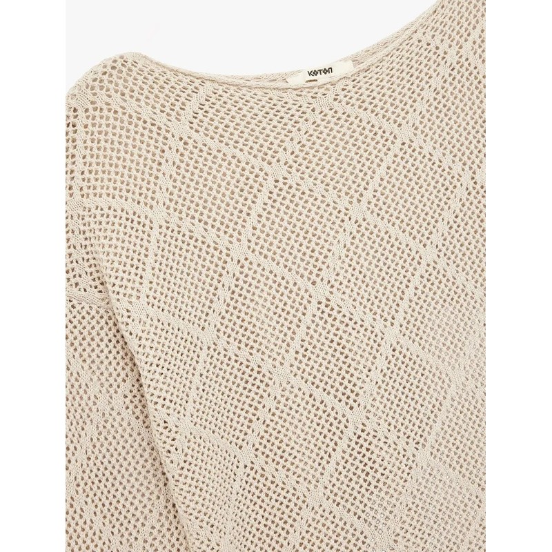 Koton Kayık Yaka Uzun Kollu Triko Ajurlu Kadın Kazak 6WAK90326HT (6WAK90326HT) Koton Kayık Yaka Uzun Kollu Triko Ajurlu Kadın Kazak 6WAK90326HT (6WAK90326HT)