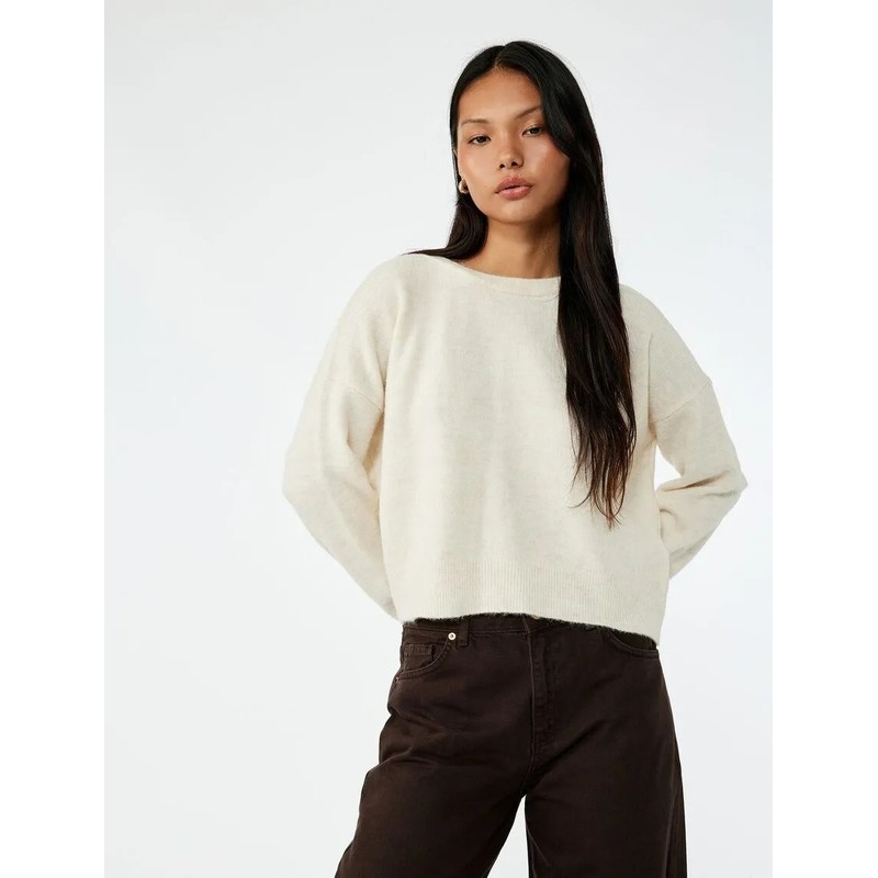 Koton Arkası Fiyonk Detaylı Kadın Triko Kazak 6WAL90012HT (6WAL90012HT) Koton Arkası Fiyonk Detaylı Kadın Triko Kazak 6WAL90012HT (6WAL90012HT)