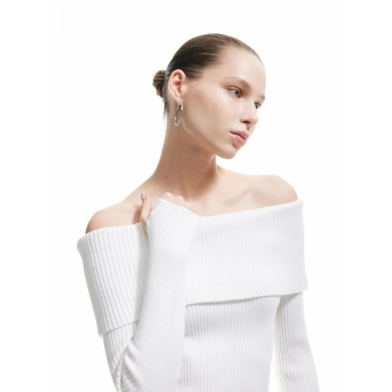 Koton Omzu Açık Triko Dar Kesim Kadın Kazak 6WAL90018HT (6WAL90018HT) Ekru