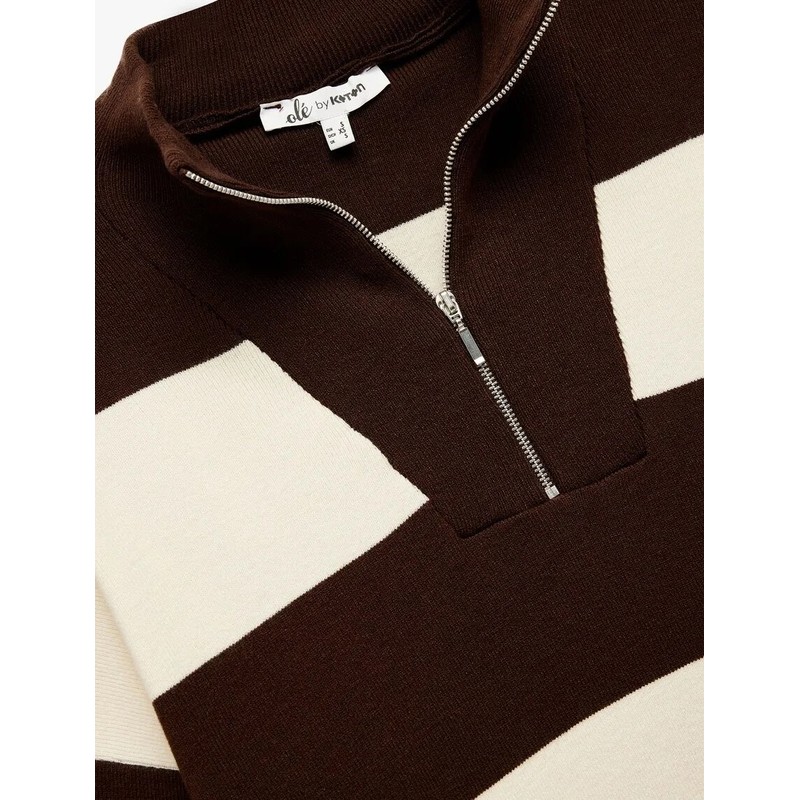 Koton Viskon Karışımlı Renk Bloklu Kadın Triko Kazak 6WAL90068HT (6WAL90068HT) Koton Viskon Karışımlı Renk Bloklu Kadın Triko Kazak 6WAL90068HT (6WAL90068HT)