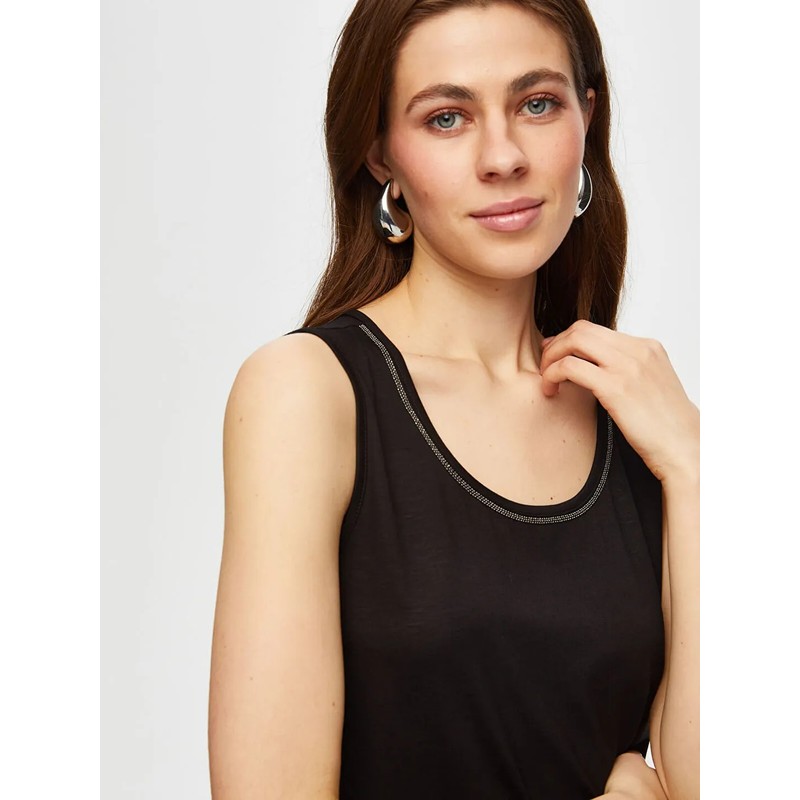 Faik Sönmez Yakası Zincir Şerit Detaylı Kadın Kolsuz Bluz B00024-3 (B00024-3) Faik Sönmez Yakası Zincir Şerit Detaylı Kadın Kolsuz Bluz B00024-3 (B00024-3)