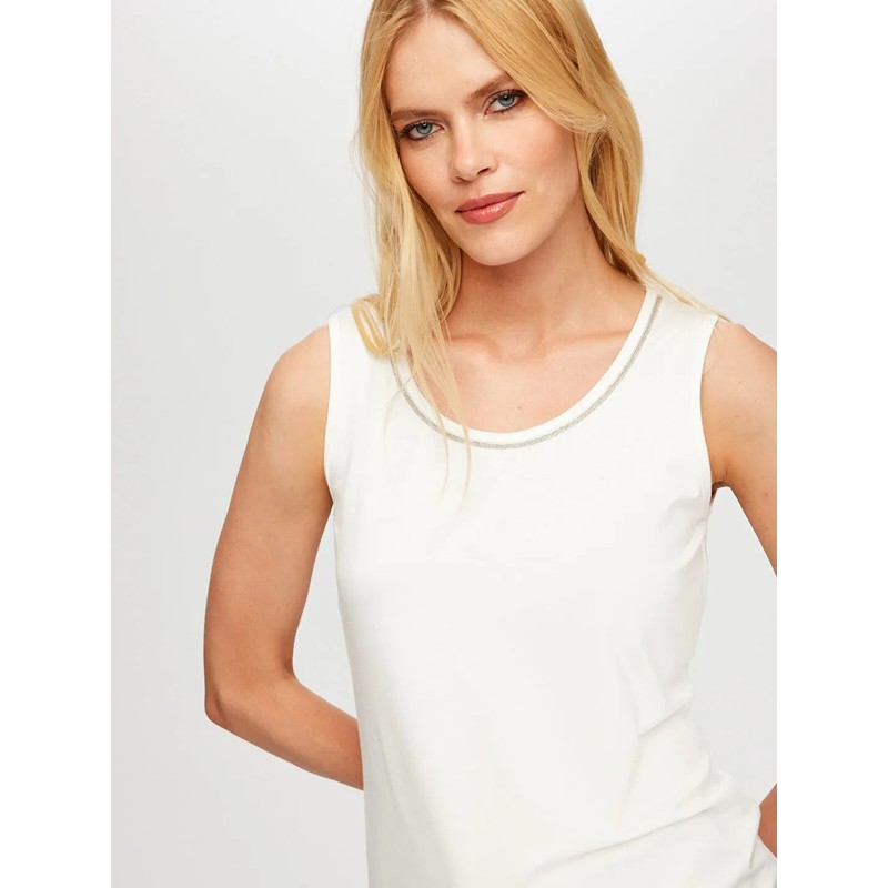 Faik Sönmez Yakası Zincir Şerit Detaylı Kadın Kolsuz Bluz B00024-3 (B00024-3) Faik Sönmez Yakası Zincir Şerit Detaylı Kadın Kolsuz Bluz B00024-3 (B00024-3)