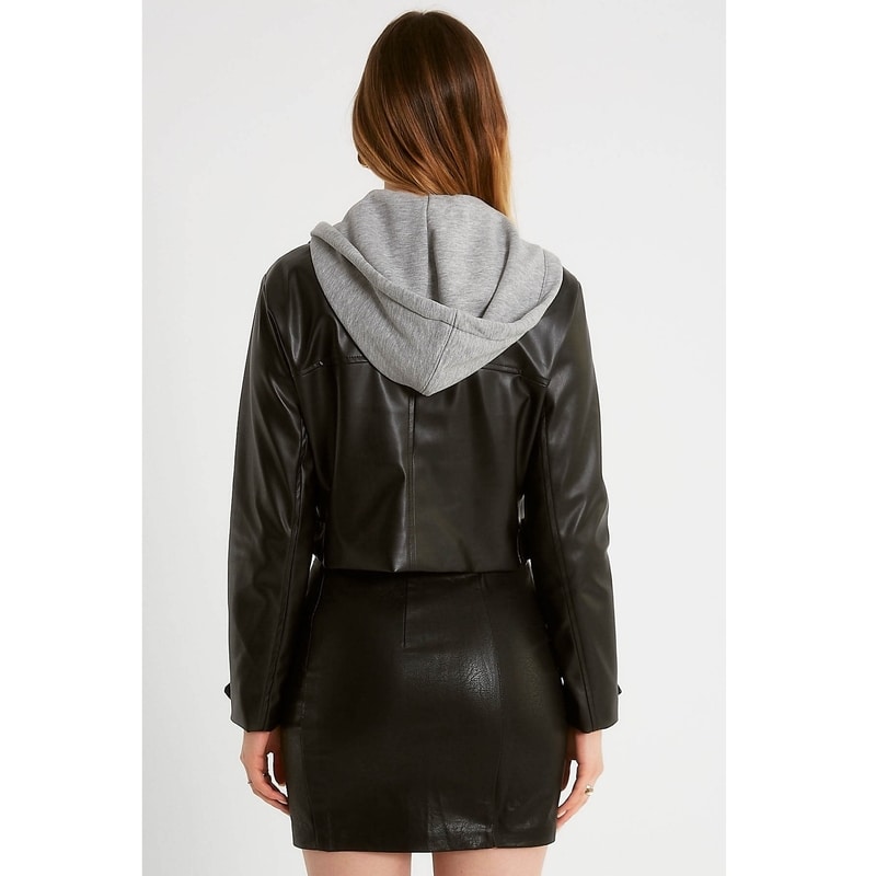 Robin Kapüşonlu Kadın Deri Mont (D89652) Robin Kapüşonlu Kadın Deri Mont (D89652)