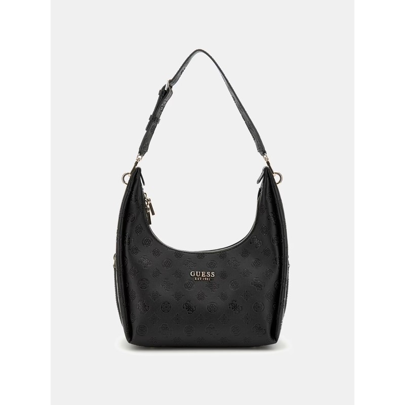 Guess Phoebe 4G ve Peony Logolu Hobo Kadın Omuz Çantası HWPD9665020 (HWPD9665020) Siyah
