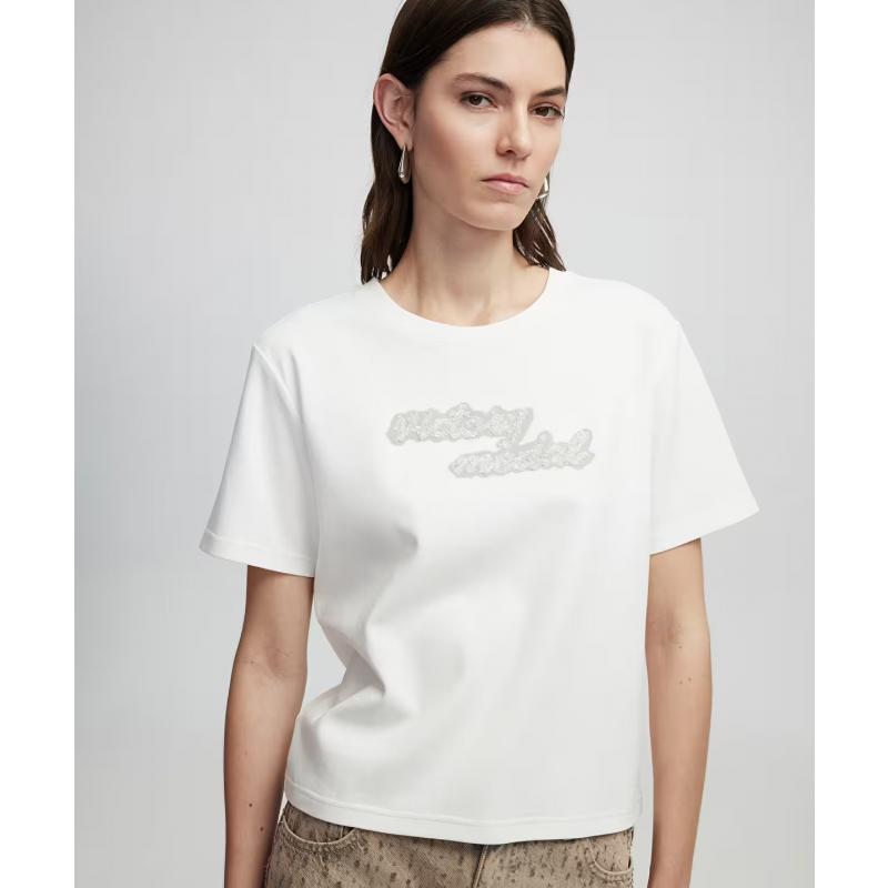 İpekyol Slogan Nakışlı Kadın T-Shirt (IS1250070102) Beyaz