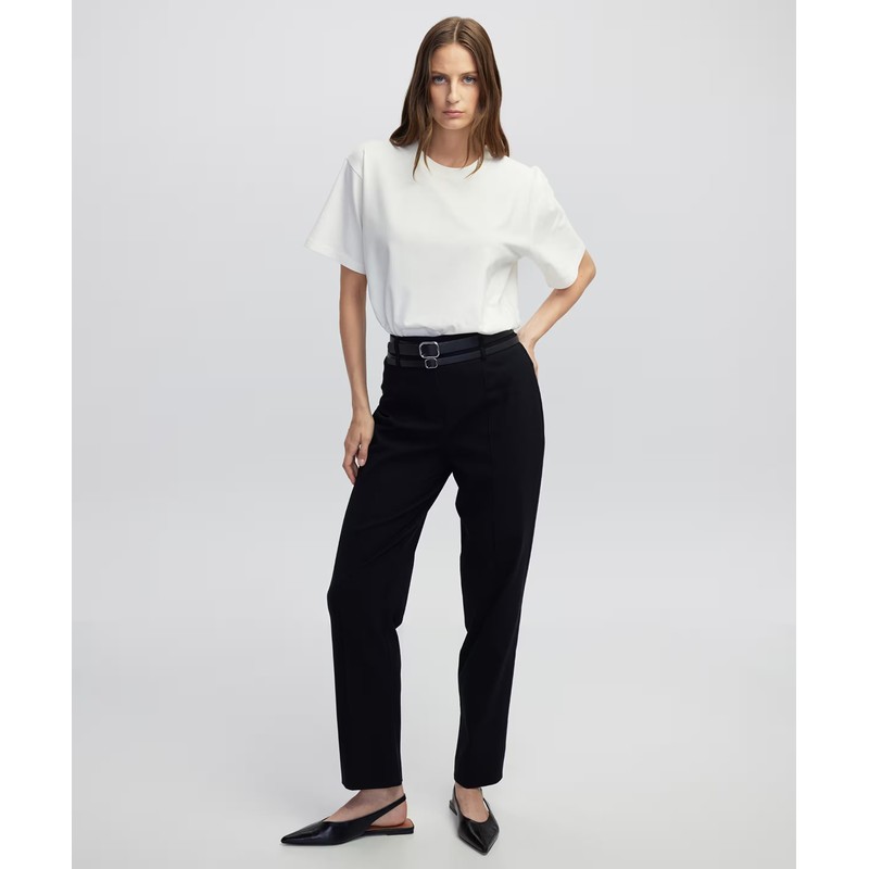 İpekyol Çift Kemerli Carrot Fit Kadın Pantolon (IW6250003158) Siyah