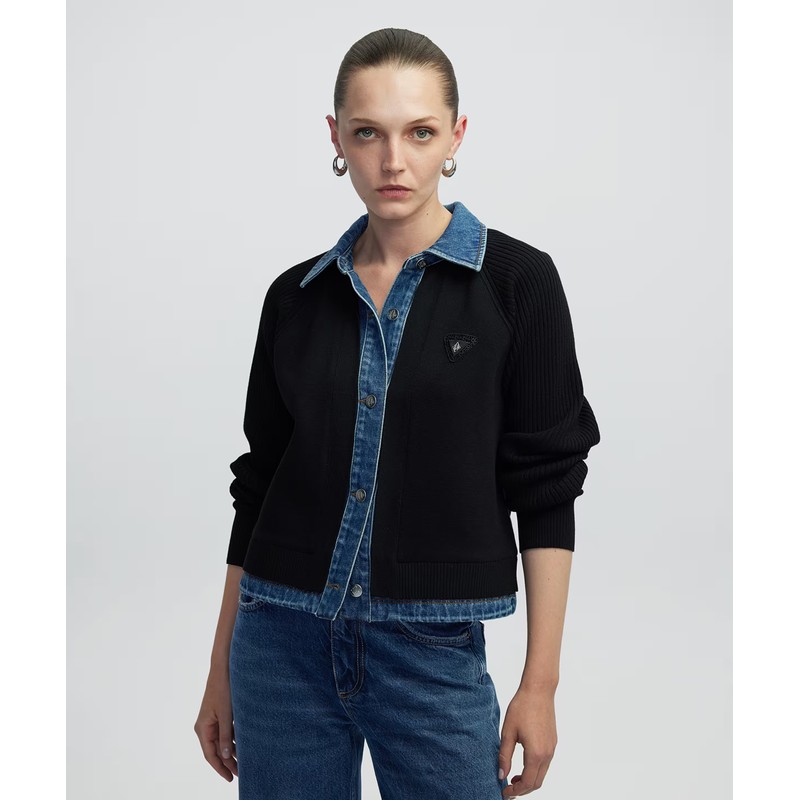 İpekyol Denim ve Triko Mix Kadın Ceket IW6250005071 (IW6250005071) Siyah