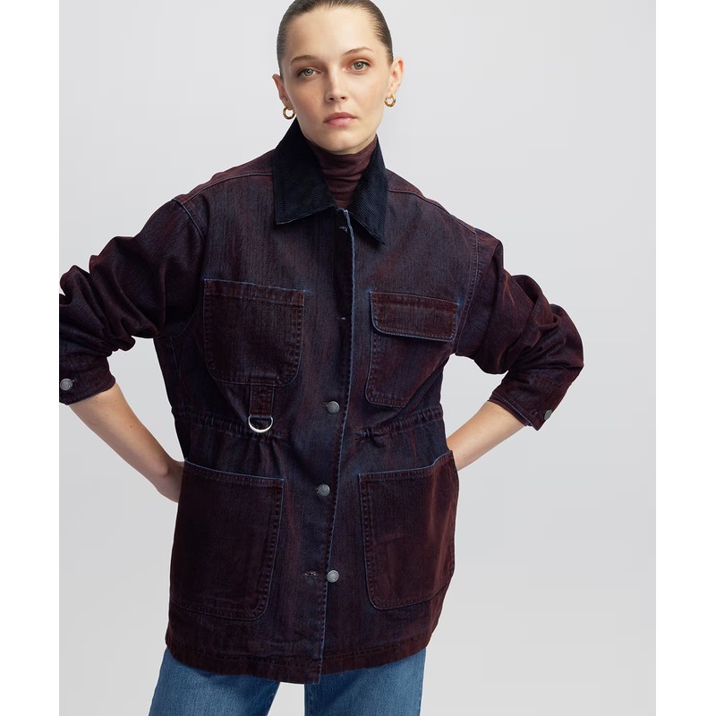İpekyol Kontrast Kadife Yaka Kadın Mont (IW6250012025) Bordo