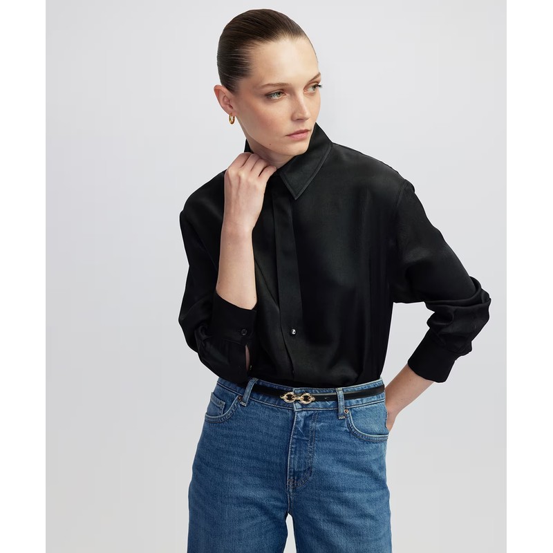İpekyol Metal Aksesuarlı Kadın Gömlek (IW6250025070) Siyah