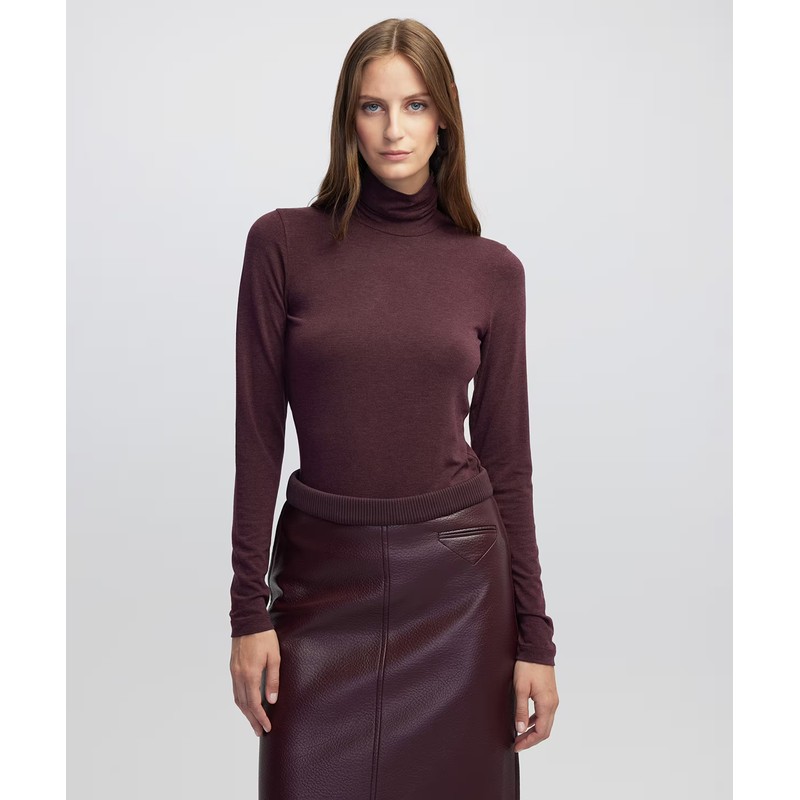 İpekyol Balıkçı Yaka Basic Kadın Tişört (IW6250070035) Bordo