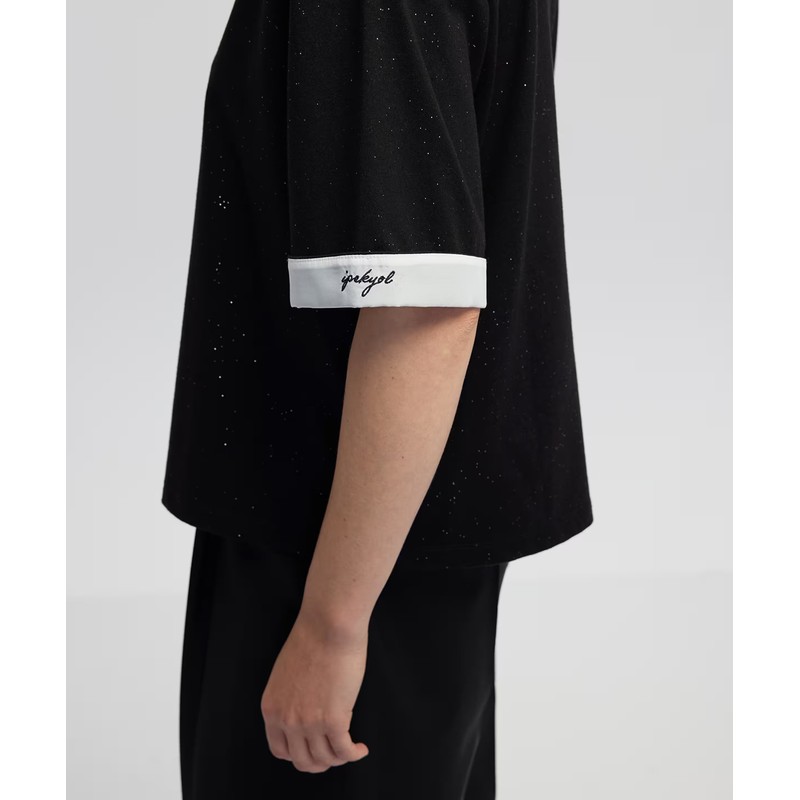 İpekyol Nakışlı Colorblock Kadın Tişört (IW6250070075)