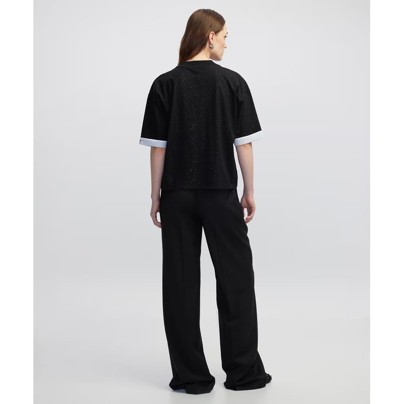 İpekyol Nakışlı Colorblock Kadın Tişört (IW6250070075)