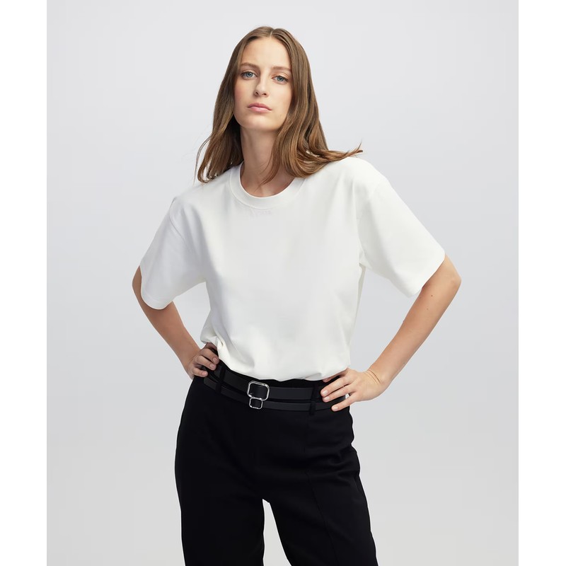 İpekyol Bisiklet Yaka Basic Kadın Tişört (IW6250070080) Ekru