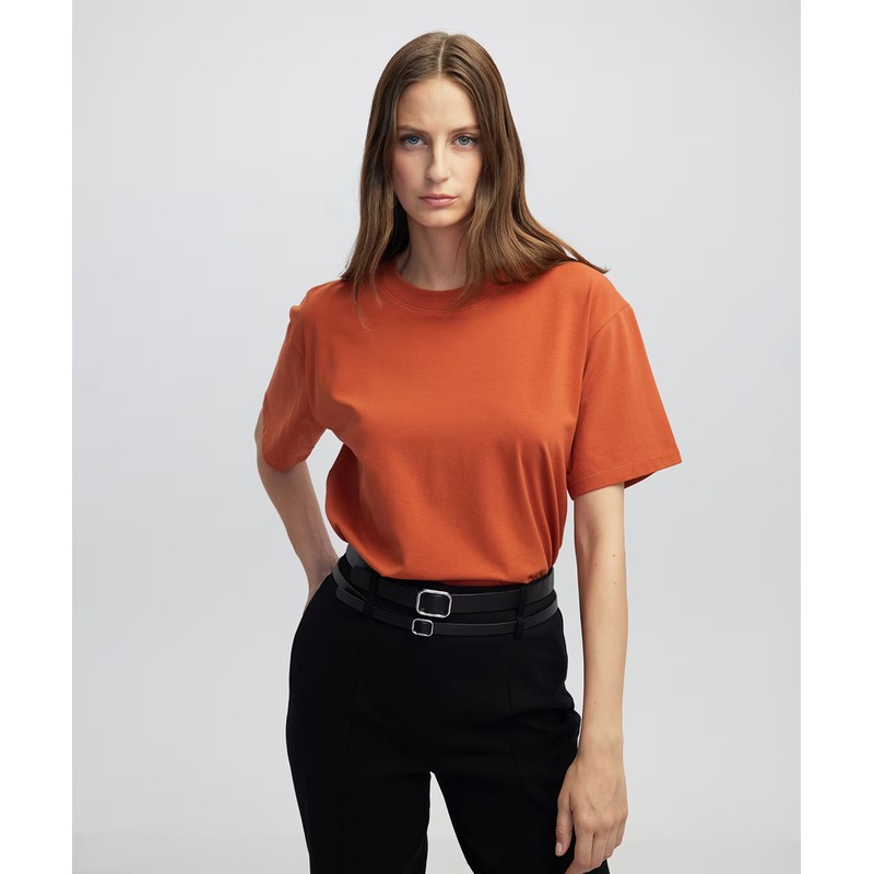 İpekyol Bisiklet Yaka Basic Kadın Tişört (IW6250070080) Kiremit