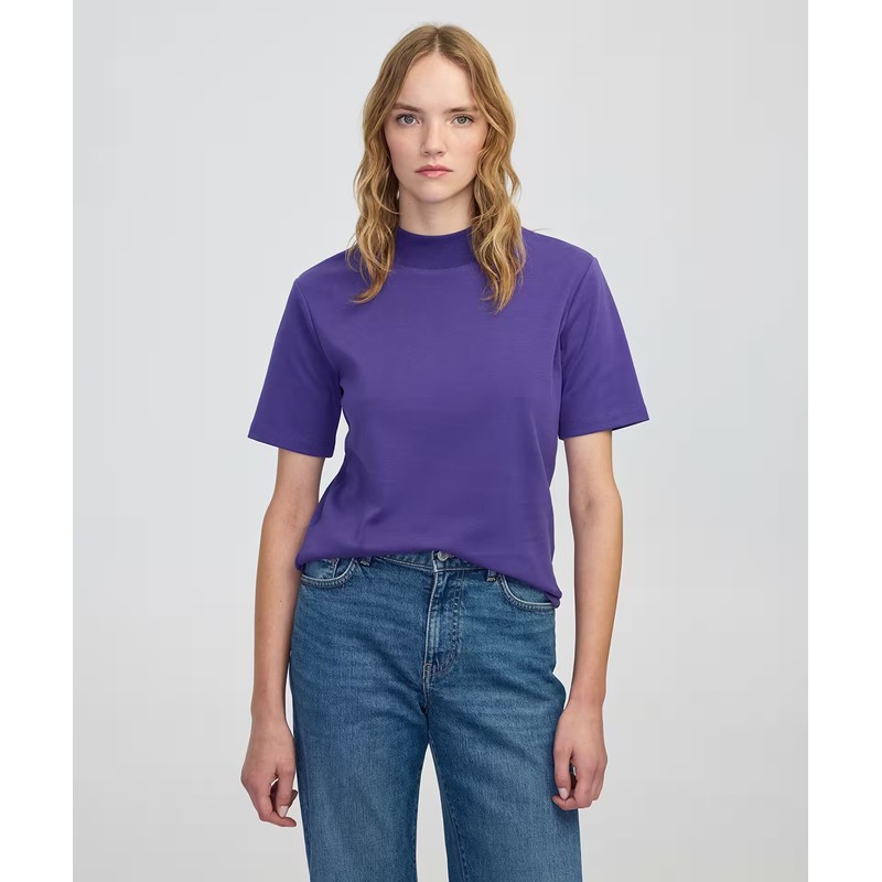 İpekyol Rahat Kesim Dik Yaka Kadın T-Shirt (IW6250070126) Mor
